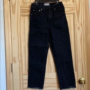 MANGO Mom Fit Frayed Ankle Length Jeans